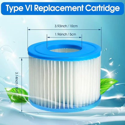 Type VI Hot Tub Filter Cartridge for Spa, Inflatable Hot Tub Tub and Other Types of Inflatable Spa Filter Cartridge Accessories (2pcs)