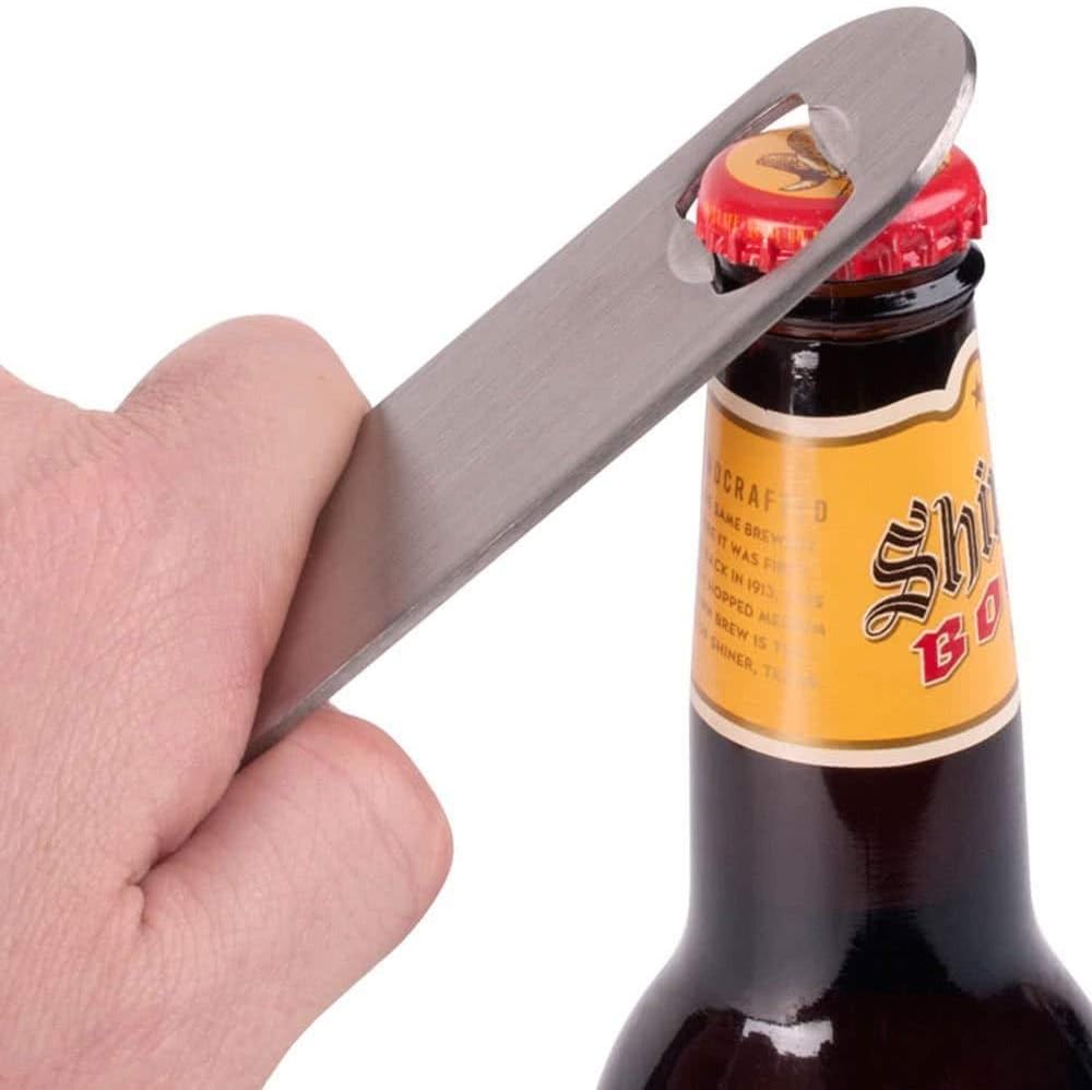 KISEER Heavy Duty Stainless Steel Flat Bottle Opener, 2 Pack Beer Bottle Opener for Kitchen, Bar or Restaurant (Cosmetic Scratches)