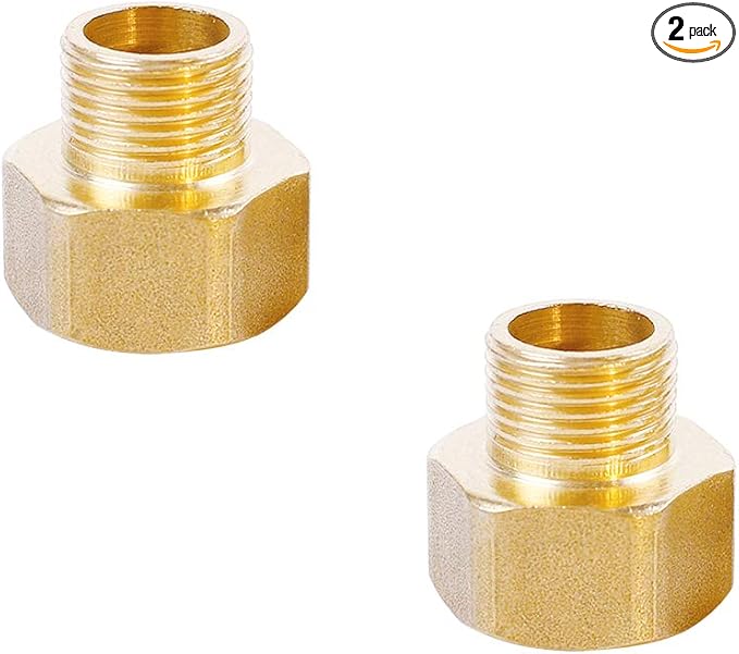 Joywayus 12" G Thread Female  14" NPT Thread Male Brass Pipe Fitting Adapter (Pack of 2)