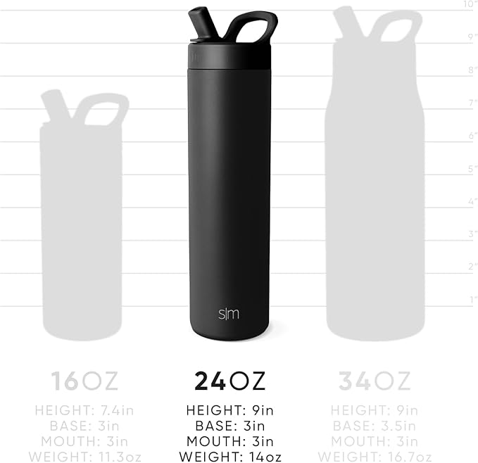 Simple Modern Water Bottle with Straw lid  Insulated Stainless Steel Thermos  Reusable Travel Water Bottles for Gym  Sports  Leak Proof  BPA Free  Mesa Collection  24oz, Forest