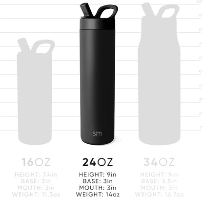 Simple Modern Water Bottle with Straw lid  Insulated Stainless Steel Thermos  Reusable Travel Water Bottles for Gym  Sports  Leak Proof  BPA Free  Mesa Collection  24oz, Forest