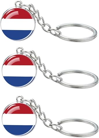 3 Pcs Netherlands Flag Key Chain,Cool Keychain for Car Keys, Stainless Steel Keyrings  Keychains,Used for Home Decoration, Jewelry Hanging Decorations.