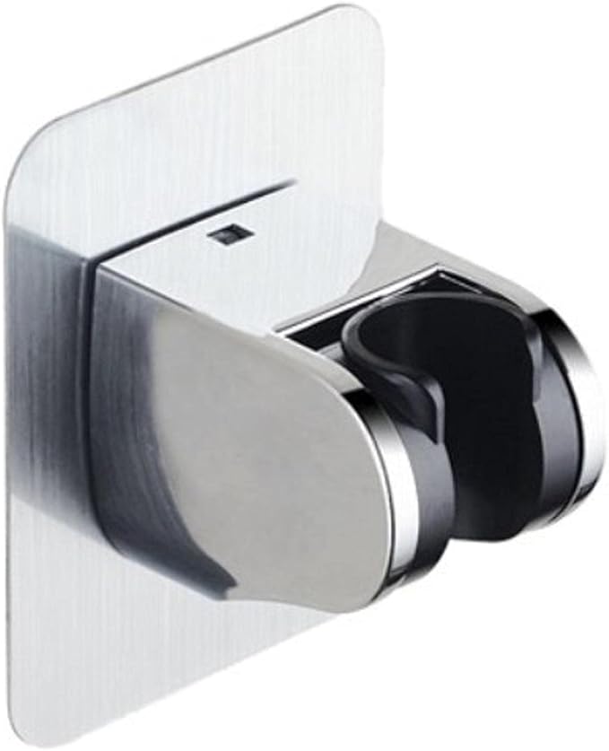 Shower head holder bracket, chrome hand shower holder no drilling no punching self-adhesive, wall mounted adjustable showerhead bracket for bathroom hand shower, bidet sprayer