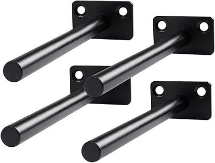 4Pcs Hidden Floating Shelf Bracket Round Wall Mount Shelf Supports Fixed Floating Holder A 01 2 Holes Black 150mm