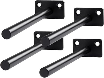 4Pcs Hidden Floating Shelf Bracket Round Wall Mount Shelf Supports Fixed Floating Holder A 01 2 Holes Black 150mm