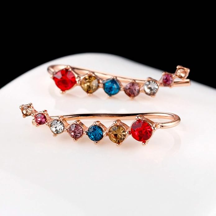 Silver Rose Gold Plated Cubic Zircon Climber Wrap Cuff Earrings