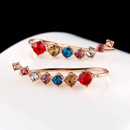 Silver Rose Gold Plated Cubic Zircon Climber Wrap Cuff Earrings