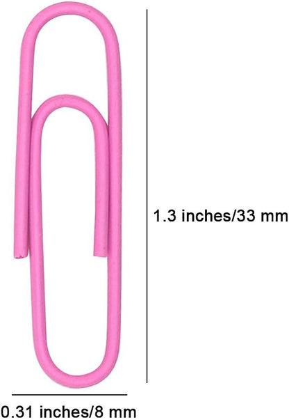 300 Pack Small 33mm Paper Clips - 1.3 Paper Clip Office Supply Accessories - Cute Paper Needle - Vinly Coated Color Bookmark(Pink)