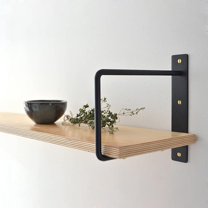 Solid Shelf Brackets, Metal Brackets, 2 Pieces, Heavy Duty Brackets, Industrial Shelf Brackets, Wall Brackets, Decoration Shelf Brackets, Black (5 inches)