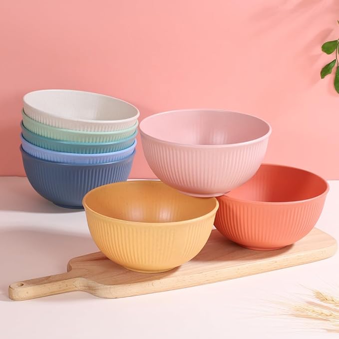 Wheat Straw Bowl Unbreakable Wheat Straw Cereal Bowls For Serving Soup Oatmeal,Ramen,Salad Microwave & Dishwasher Safe Soup And Salad Wheat Straw Cereal Bowls Bowls For Kitchen Cereal (pink)