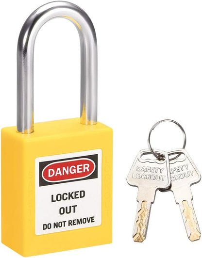 uxcell Lockout Tagout Safety Padlock 1-12-Inch Steel Shackle Keyed Different Yellow