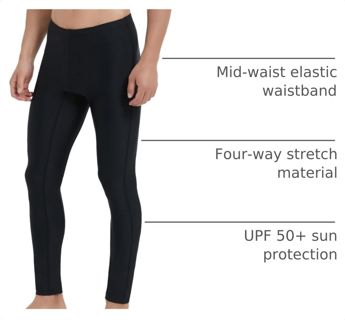 Ubestyle UPF 50+ Men's Active Surfing Water Leggings Swim Pants Swim Tights Beach Pants Sun Protective.