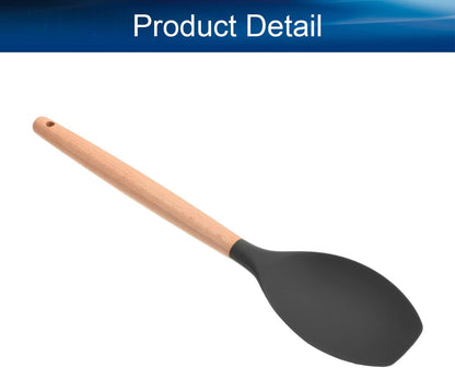 Auniwaig Silicone Spatula with Wooden Handle, Cooking Kitchen Utensils Spatula for Non-Stick Cookware Heat Resistant Kitchen Utensil, 320mm/12.6" Long, (Brown)1Pcs