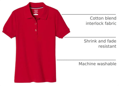 French Toast Girls' Short Sleeve Picot Collar Polo School Uniform Shirt (Standard and Plus)