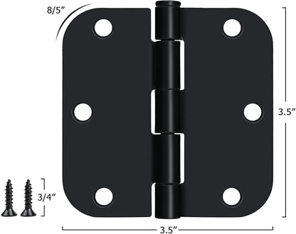 Egofine Door Hinges 12 Pack, 3.5" x 3.5" Interior Hinges With 58" Radius Corners, Matte Black