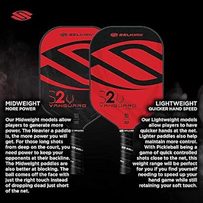 Selkirk Vanguard Hybrid Polypropylene X5 Core  Vanguard Power Polypropylene X6 Core Pickleball Paddles  Carbon Fiber Lightweight Pickleball Paddle  Midweight Pickle Ball Paddles Made in The USA