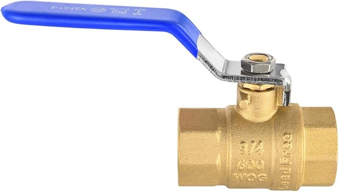 EFIELD 34-inch 600 WOG FNPT Heavy Duty Full Port Brass Ball Valve FIP Threaded, Blue Level. LF Brass