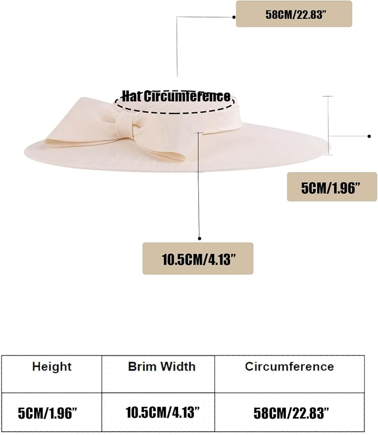 Wide Brim Hats for Women Big Bowknot Formal Occasion Kentucky Cap Lady Wedding Cocktail Party Flat Top Fedoras
