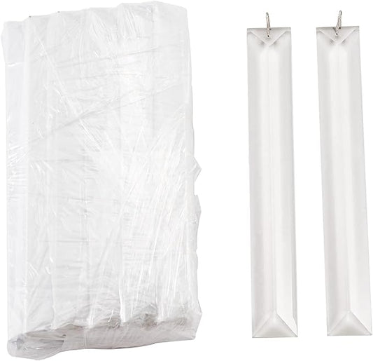 30 Pieces Crystal Bars with 30 Pieces Metal Clip Crystal Strips Replacement for Crystal Chandelier Home Decor 5.9" x 0.9"