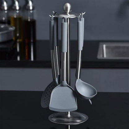 1PCS Stainless Steel Silicone Shovel Soup Spoon,Spatula Soup Ladle Fried Shovel for Kitchen(3)