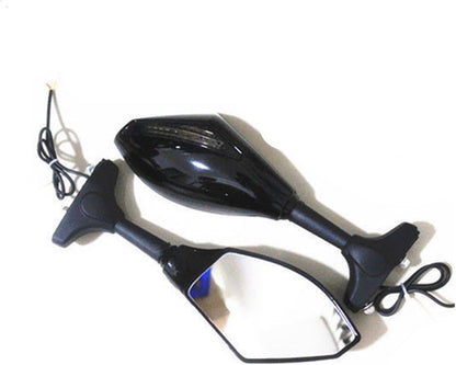 2x Motorcycle Side Mirrors Integrated Turn Signal Light Mirrors Compatible With Suzuki GSX-R 600 750 1000 SV1000S GSF 1200 (1 Pair Smoke)
