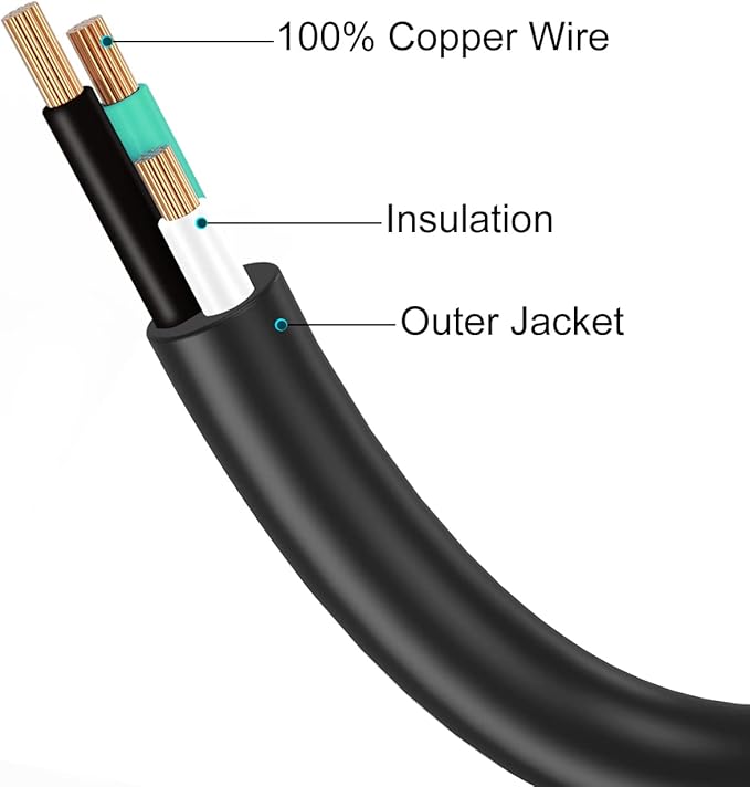 Power Strip, 14AWG NEMA 6-15P 10ft Long Power Extension Cord, Durable Power Extension Cable 240V, 3 Outlets