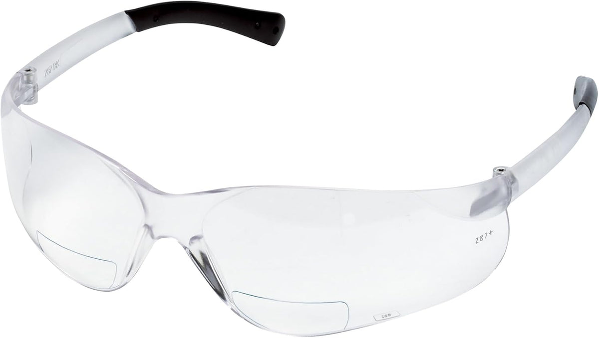MCR Safety Glasses BearKat ?BKH25 Clear Polycarbonate lenses, UV light protective eyewear with Scratch Resistant Duramass Technology, Bifocal Safety Glasses 2.5 Diopter