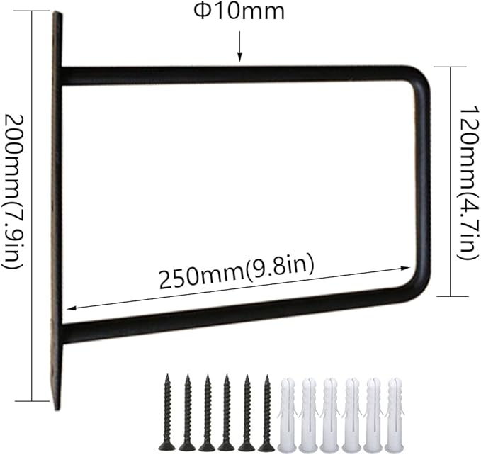 Solid Shelf Brackets, Metal Brackets, 2 Pieces, Heavy Duty Brackets, Industrial Shelf Brackets, Wall Brackets, Decoration Shelf Brackets, Black (5 inches)