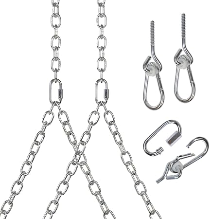 Heavy Duty 700 Lb Porch Swing Hanging Chain Kit - Color: Silver (10 Foot Ceiling)
