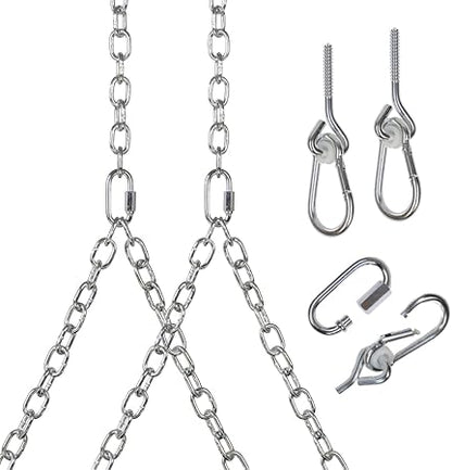 Heavy Duty 700 Lb Porch Swing Hanging Chain Kit - Color: Silver (10 Foot Ceiling)