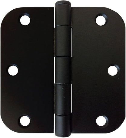 9 Pack Modern Black 3.5"L x 3.5"H Metal Interior Door Hinges with 58" Round Corner Radius
