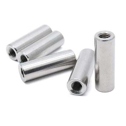 Xiaoyztan 5Pcs M6 Thread Round Coupling Nut Stainless Steel Sleeve Stud Nut Connecting Hardwares 30mm Height