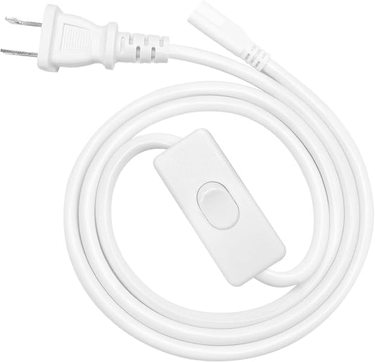 Barrina T5 T8 6FT Power Cord with OnOff Switch, 2 Prong Plug, 3 Prong Female End, Power Cable with US Plug for Shop LightGrow Light Fixtures, 1 Pack