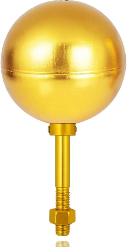 EKEV 3 Inch Flagpole Topper Ball Top Ornament - Gold Flag Pole Topper Finial - Aluminum Anodized Finish to Fit for Most Standard US Flag Poles