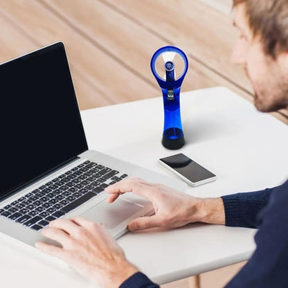 Mini Handheld Fan, Portable Handheld Misting Fan, Personal Cooling Fan, Handheld Battery Powered Beach Fan, Small Personal Fan for Office, Travel, Home, Outdoors, Hiking, Camping (Blue)