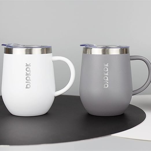 BJPKPK 2 pcs Insulated Coffee Mug, 12 oz Stainless Steel Insulated Coffee Tumbler with Lid for Hot Drinks  Cold Drinks-Gray