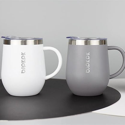 BJPKPK 2 pcs Insulated Coffee Mug, 12 oz Stainless Steel Insulated Coffee Tumbler with Lid for Hot Drinks  Cold Drinks-Gray
