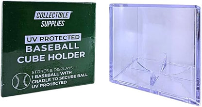 UV Protected Baseball Display Case  Acrylic Baseball Cube Clear Storage Case with UV Protection (1 UV Baseball Cube)