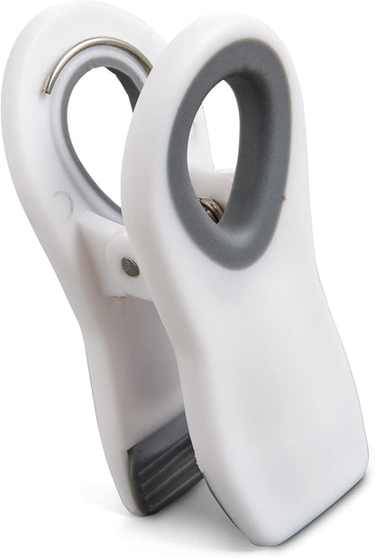 HIC Kitchen Multi-Purpose Magnetic Clips, Soft-Grip Handles, Set of 6 Clips, 2 Each White, Grey, and Charcoal