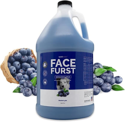 Bark2Basics Face Furst Blueberry Facial Scrub Dog Shampoo, 1 Gallon Ready to Use Pet Grooming Face Wash, Helps Remove Tear Stains, Exfoliates Dead Skin, Gentle Around Eyes, Groomer Grade