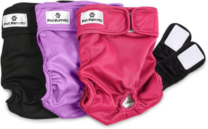 Pet Parents Washable Dog Diapers (3pack)  Extendrs of Durable Doggie Diapers, Premium Dog Diapers Female (Large, Princess)