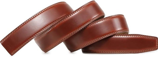 Founders & C Mens Leather Ratchet Belt Strap Only 1 3/8" Without Buckle,Replacement Strap Suitable for 40MM Slide Buckle (Burnt Umber)