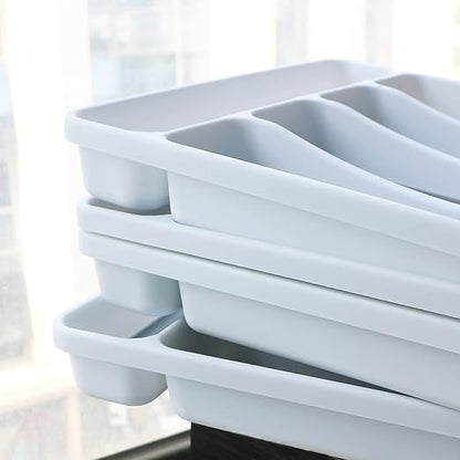 Classic Large Cutlery Tray, Silverware Tray for Drawer, 5 Compartment Flatware Organizer HolderDivider, Multi-Purpose Storage With Non-slip Rubber Feet for Kitchen, Office, Bathroom
