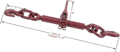 Mytee Products (2 Pack) Ratchet Chain Binder 1/4" - 5/16" Chain Binders Tie Down Hauling Red