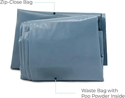 Cleanwaste Original WAG Bag Portable Toilet (5 Pack) - Go Anywhere Kit For Camping, Boating, Travel - NASA Gelling Powder for Poop/Pee