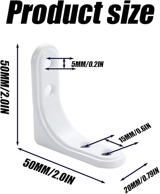 8Pcs 2 Inch Heavy Duty L Brackets, Wall Mount Right Angle Corner Braces, 90 Degree Shelf Bracket with Screws, for Shelves, Wood Boxes, Furniture, White