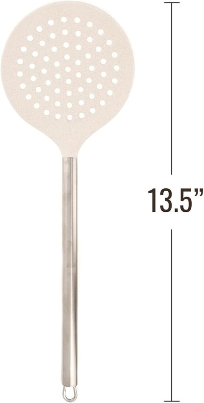 Beille Wheat Straw Skimmer Spoon with Stainless Steel Handle Cooking Baking Kitchen Utensils, 13.5 Inch