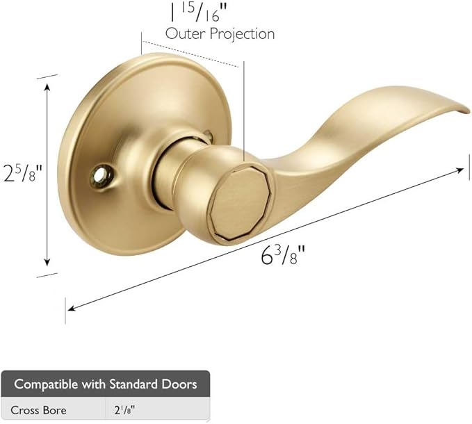 Design House Springdale Door Handle for DummyDecorative Doors  Satin Gold Door Lever, 728873