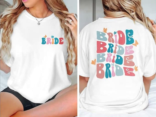 Bride Shirts for Women Bachelorette Party Wedding Tees Bridal T Shirt Bridesmaid Oversized Short Sleeve Tops