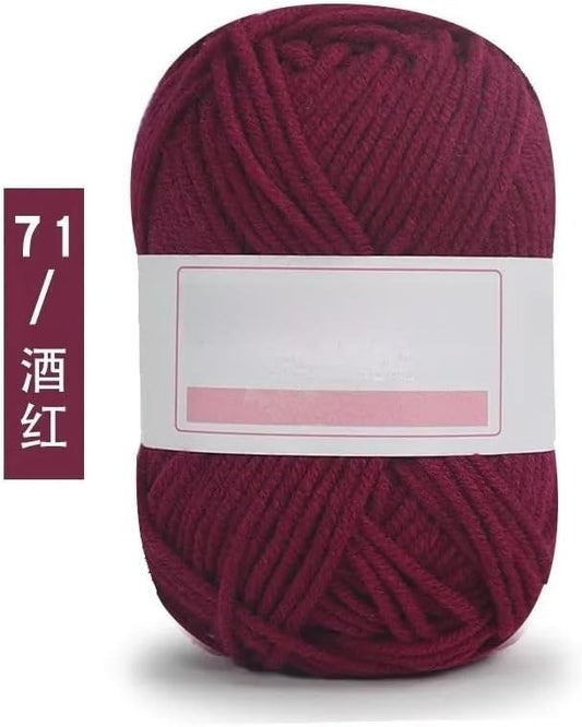 4-Ply Milk Cotton Yarn for DIY Crochet & Knitting – Perfect for Dolls, Blankets, Clothes, Hats, and Booties (5, 71 Burgundy)